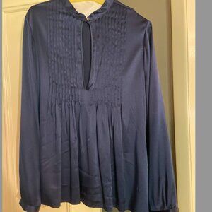 Theory Navy Silk Blouse